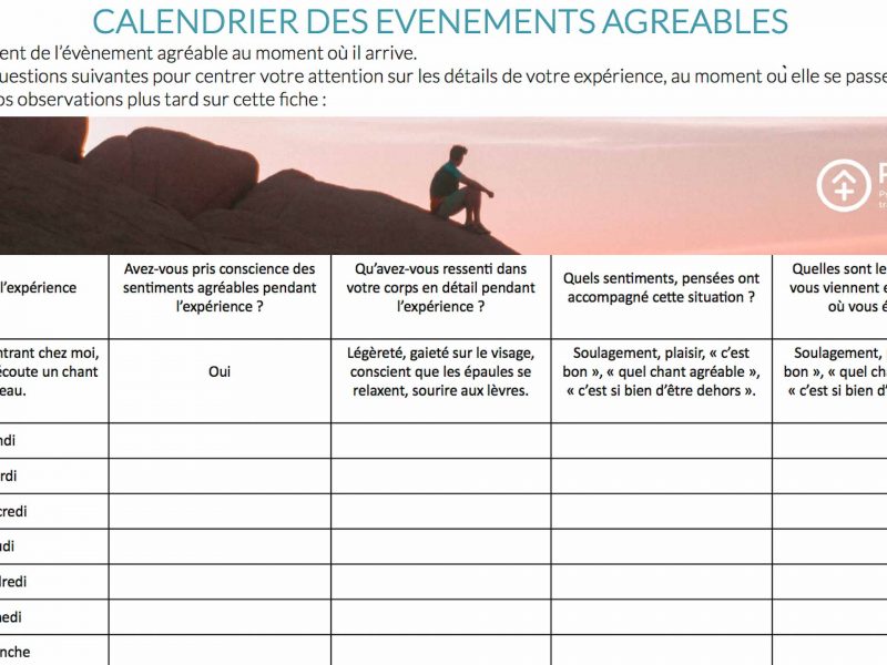 Le calendrier des evenements positifs