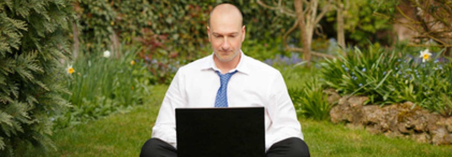 Businessman working outdoors