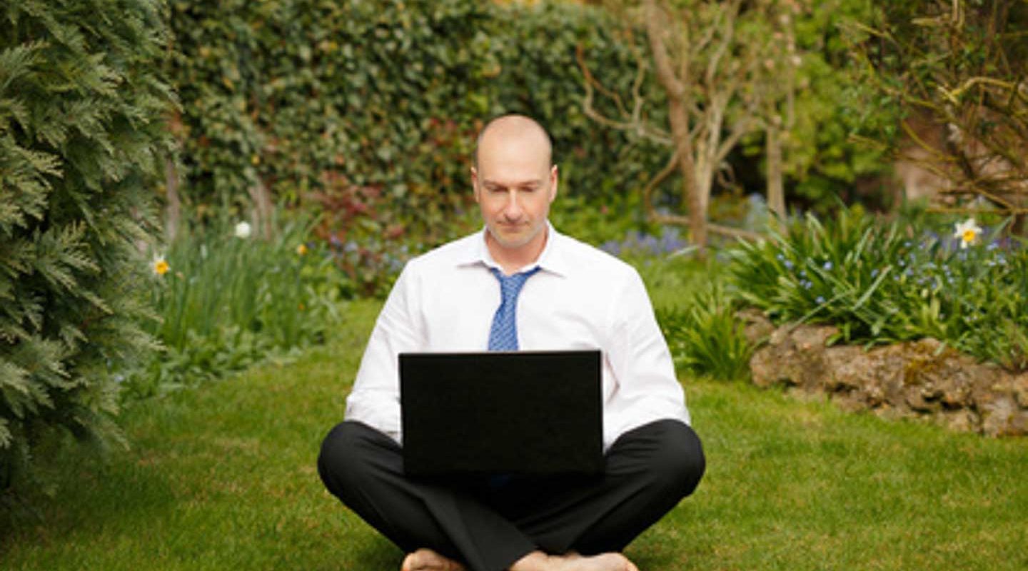 Businessman working outdoors